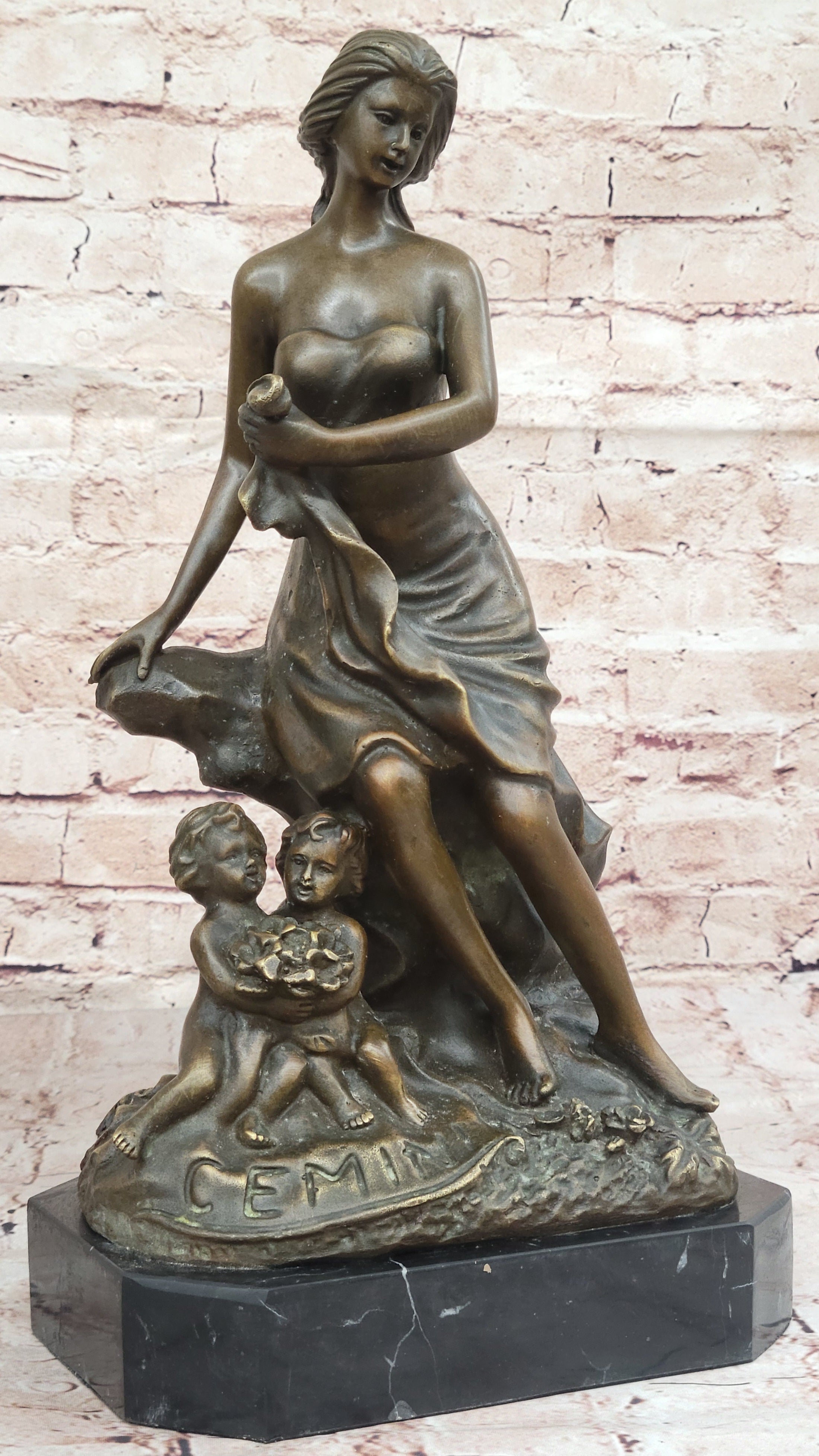 Bronze Sculpture of Woman with Cherubs by Milo