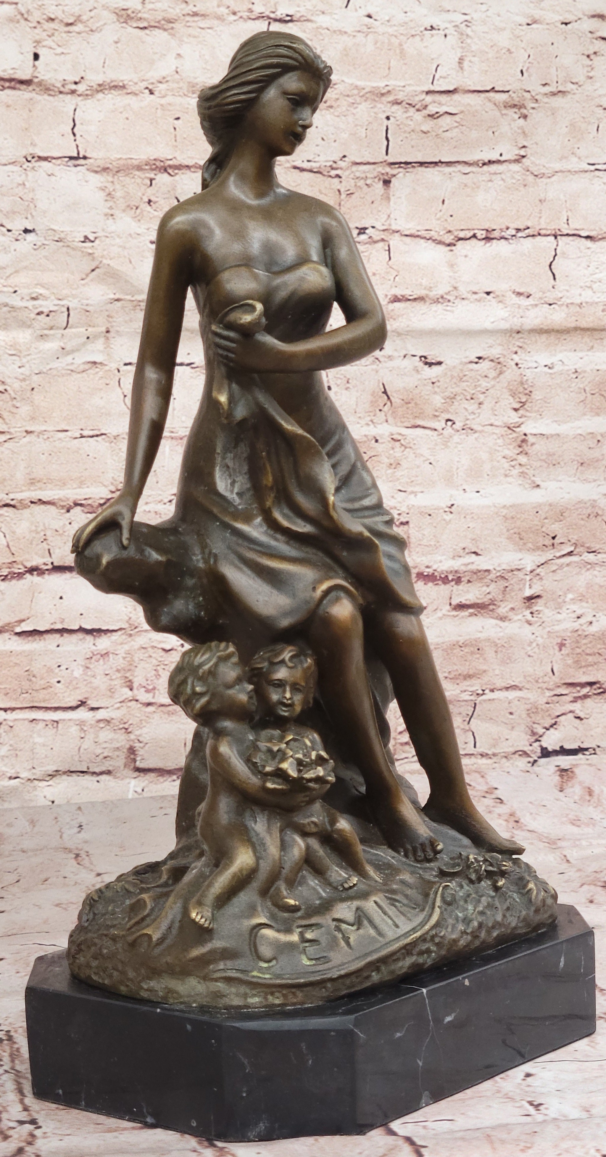 Bronze Sculpture of Woman with Cherubs by Milo