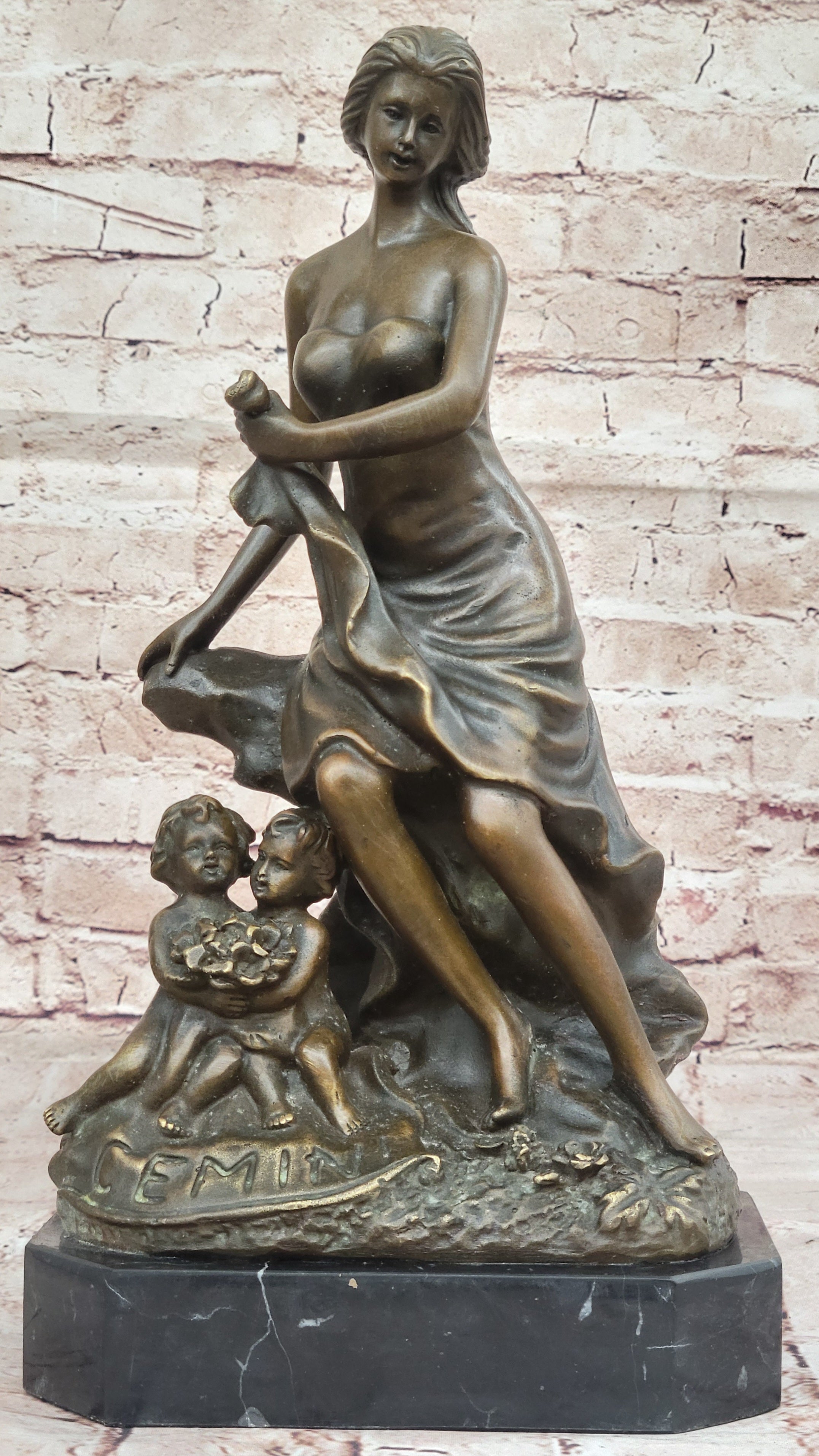 Bronze Sculpture of Woman with Cherubs by Milo