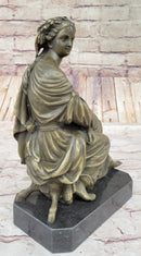 Signed Moreau Victorian Girl Farmer Harvest Bronze Sculpture