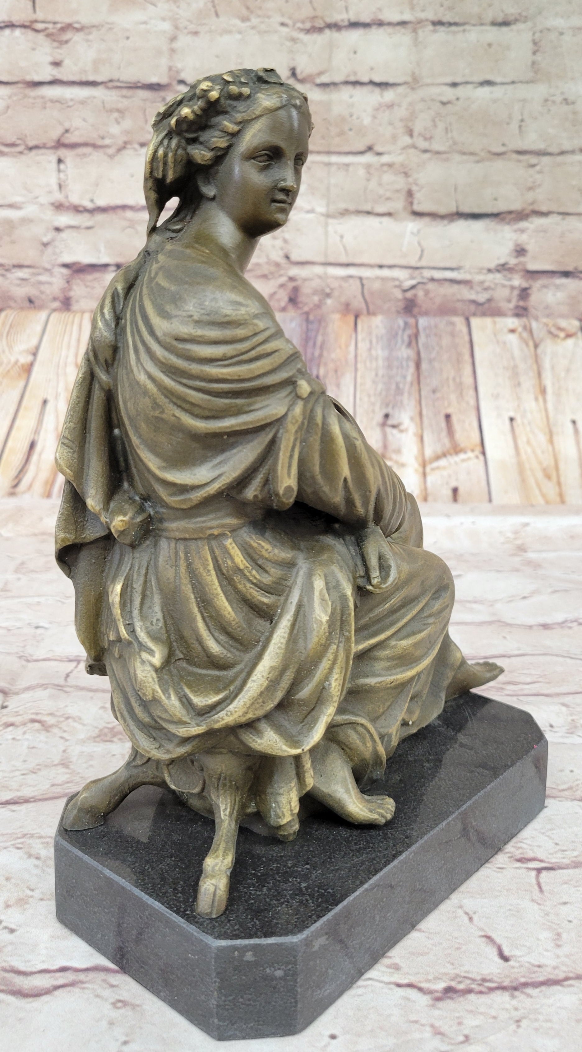Signed Moreau Victorian Girl Farmer Harvest Bronze Sculpture