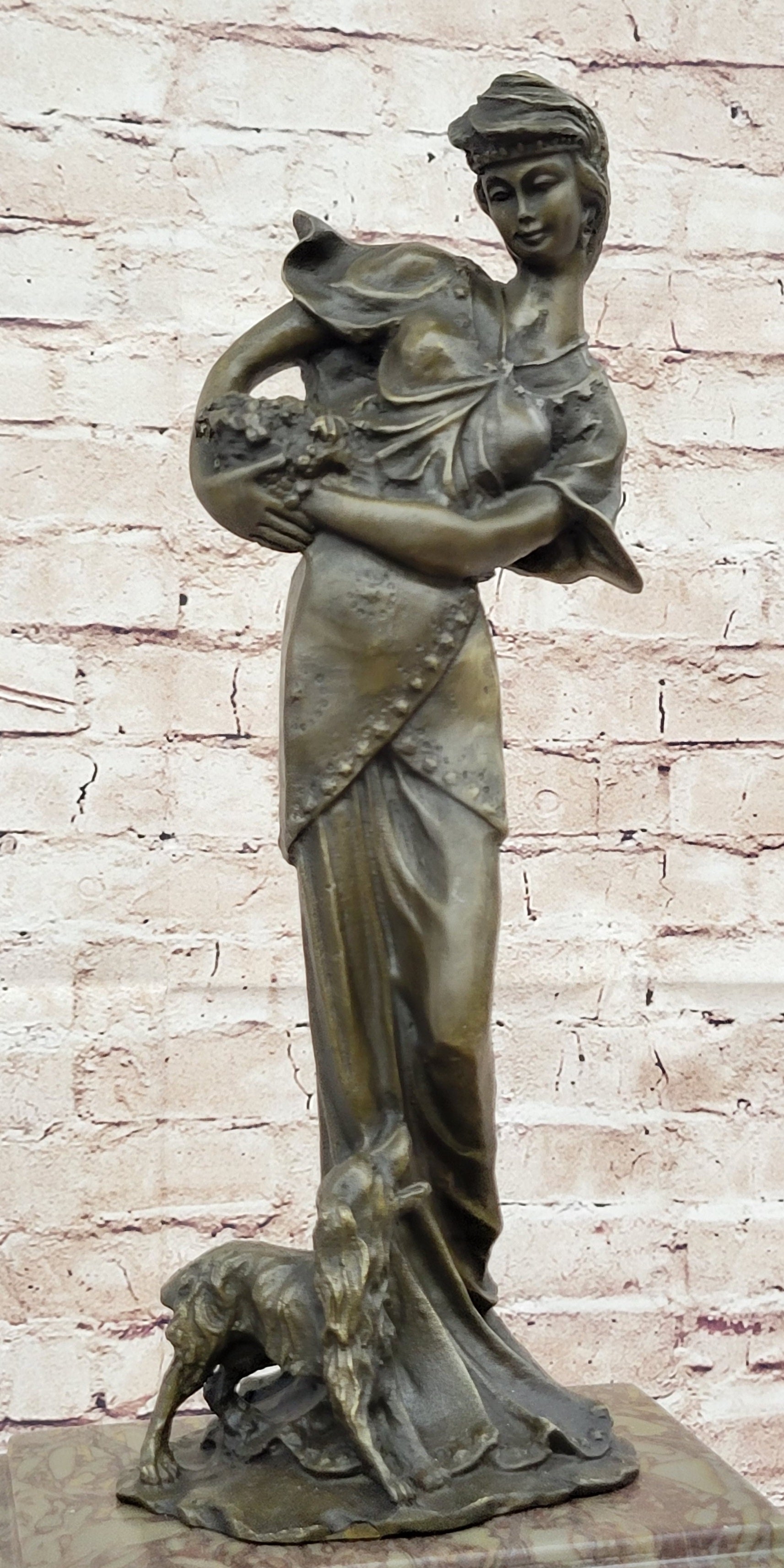 Bronze & Marble French Clock Art Deco Sculpture Moreau