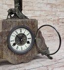 Bronze & Marble French Clock Art Deco Sculpture Moreau