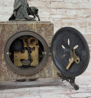 Bronze & Marble French Clock Art Deco Sculpture Moreau