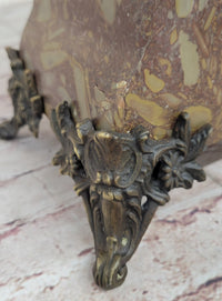 Bronze & Marble French Clock Art Deco Sculpture Moreau