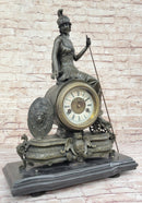 Athena Minerva Antique Style Bronze Metal Clock Sculpture