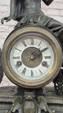 Athena Minerva Antique Style Bronze Metal Clock Sculpture