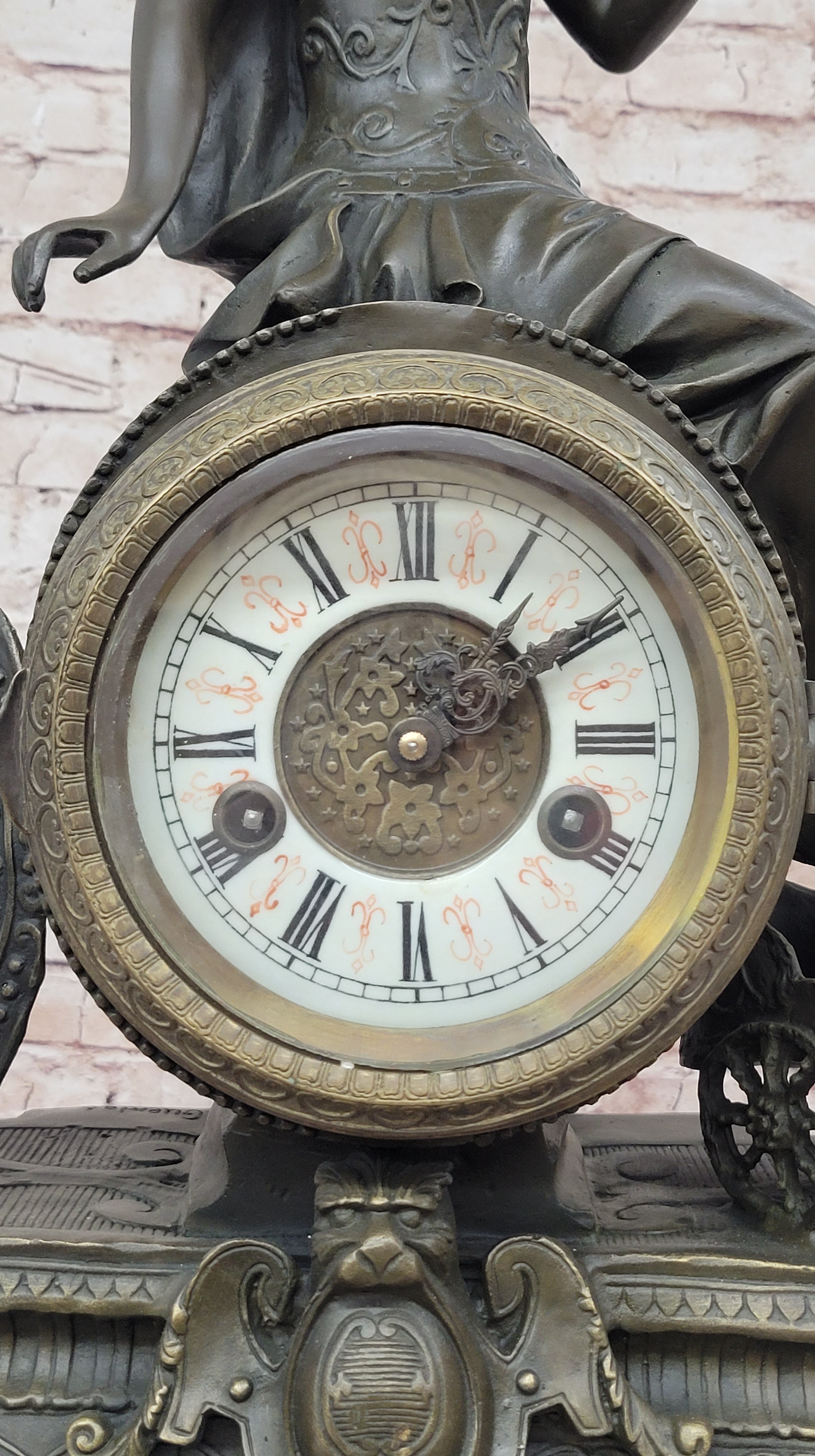 Athena Minerva Antique Style Bronze Metal Clock Sculpture