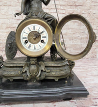 Athena Minerva Antique Style Bronze Metal Clock Sculpture