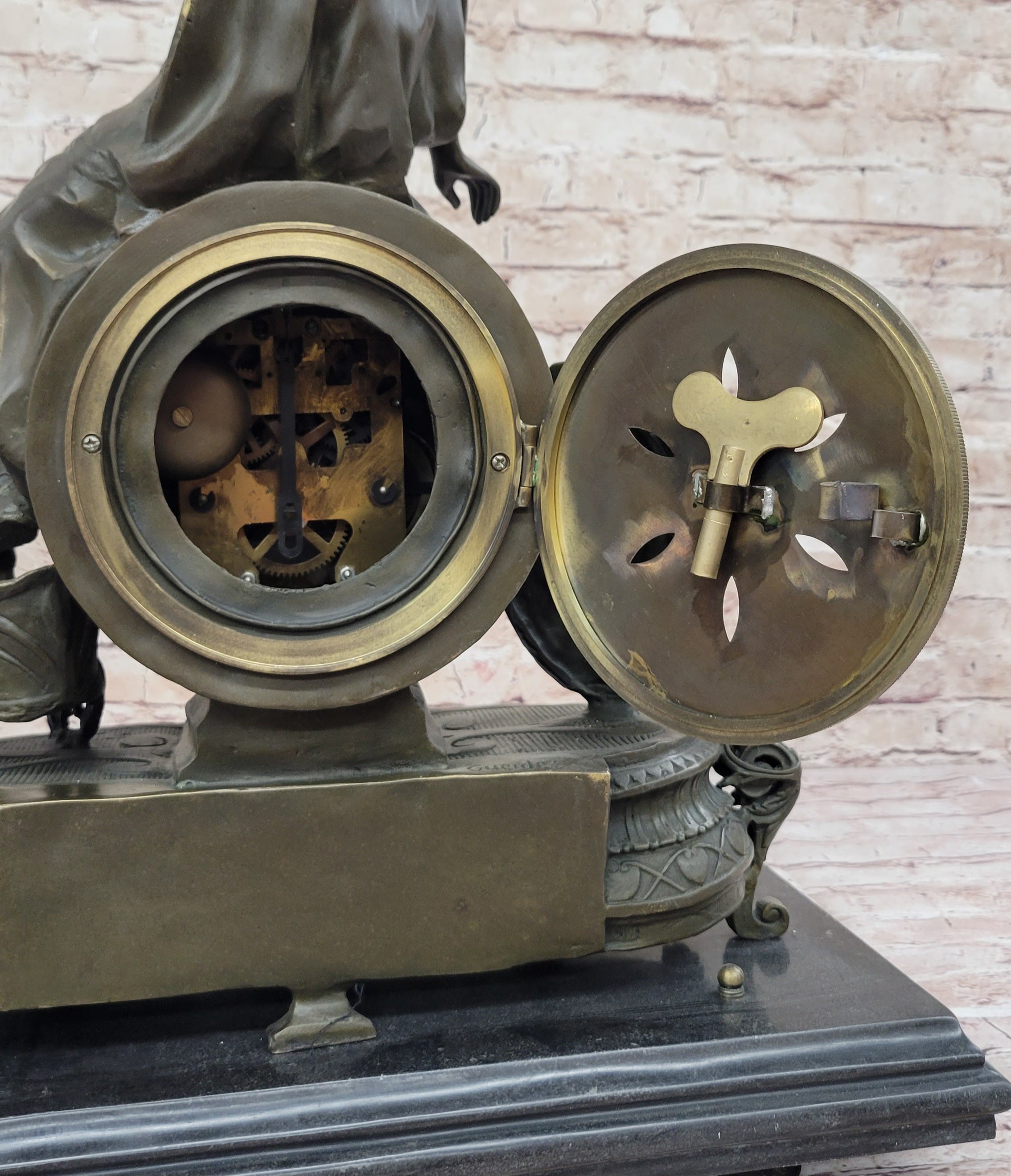 Athena Minerva Antique Style Bronze Metal Clock Sculpture