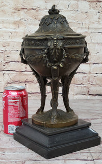 Louis XVI Hot Cast Bronze Urn Antique Style on Marble Base