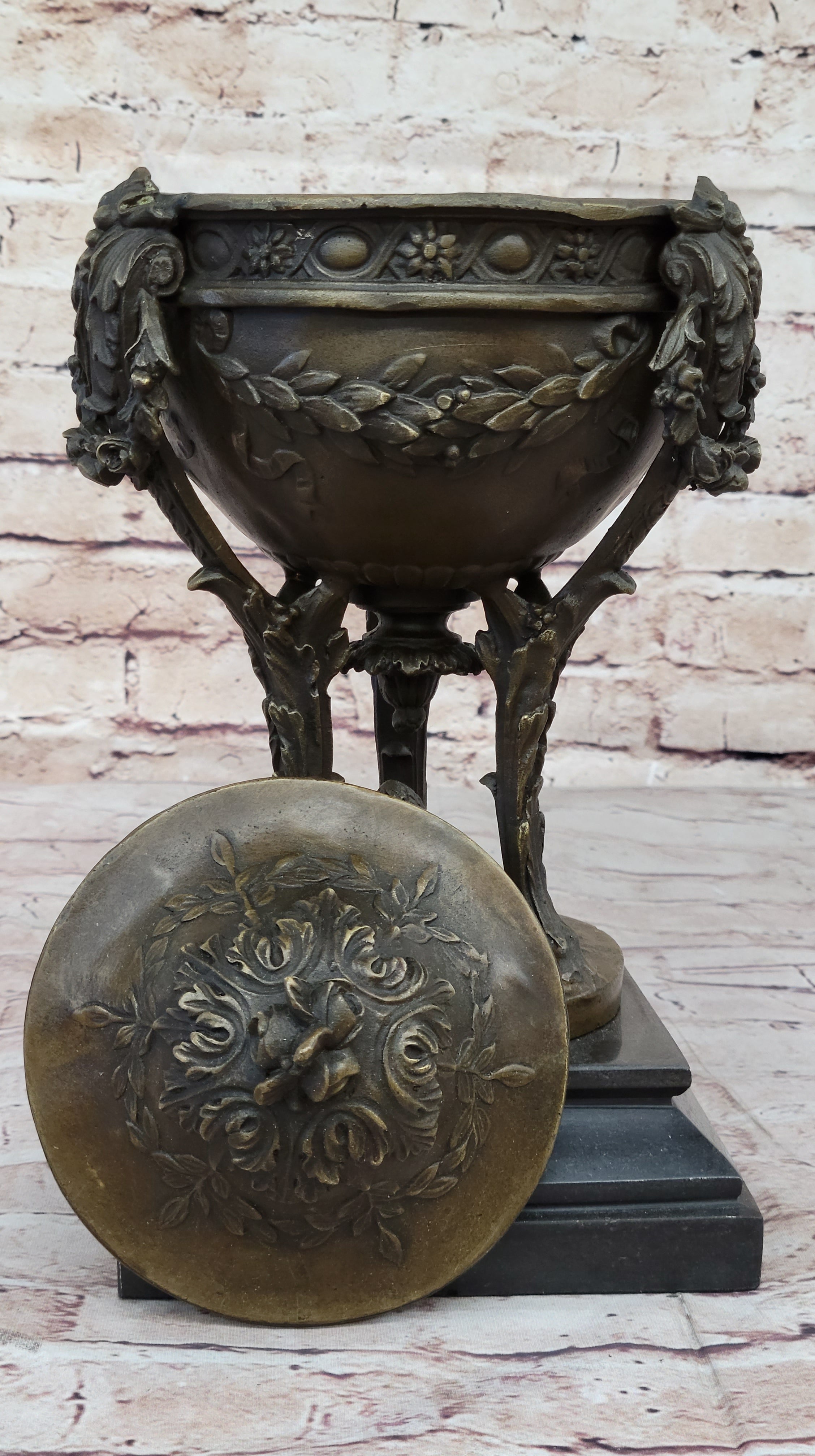 Louis XVI Hot Cast Bronze Urn Antique Style on Marble Base