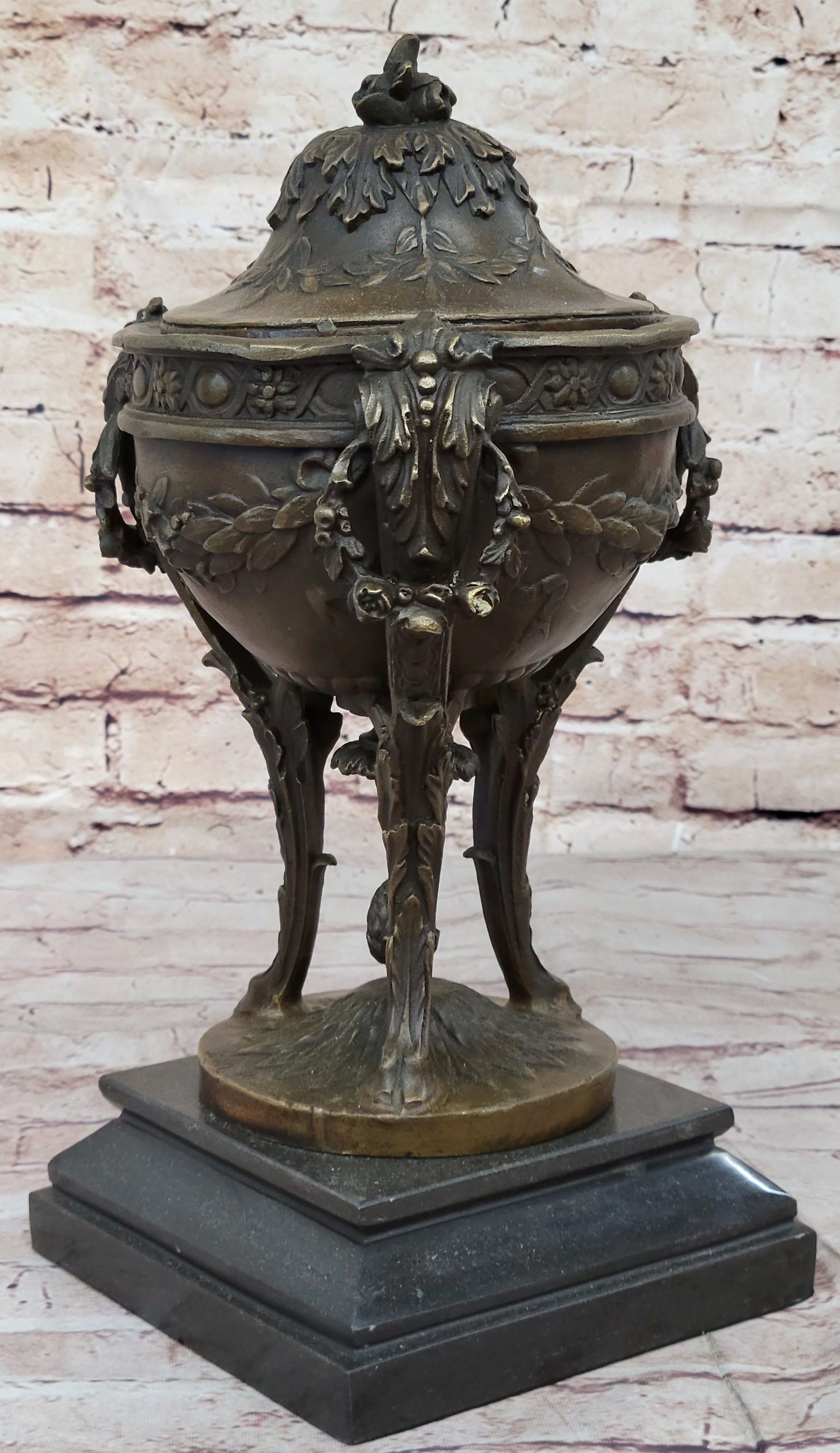 Louis XVI Hot Cast Bronze Urn Antique Style on Marble Base