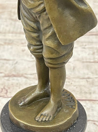 Bronze Boy Holding Flower Pot Candelabra Candle Holder