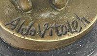 Bronze Boy Holding Flower Pot Candelabra Candle Holder