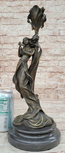 Wood Nymph Bronze Candleholder Hot Cast Marble Base