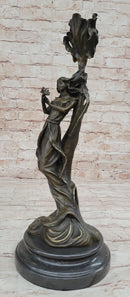 Wood Nymph Bronze Candleholder Hot Cast Marble Base