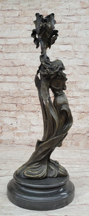 Wood Nymph Bronze Candleholder Hot Cast Marble Base