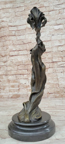 Wood Nymph Bronze Candleholder Hot Cast Marble Base