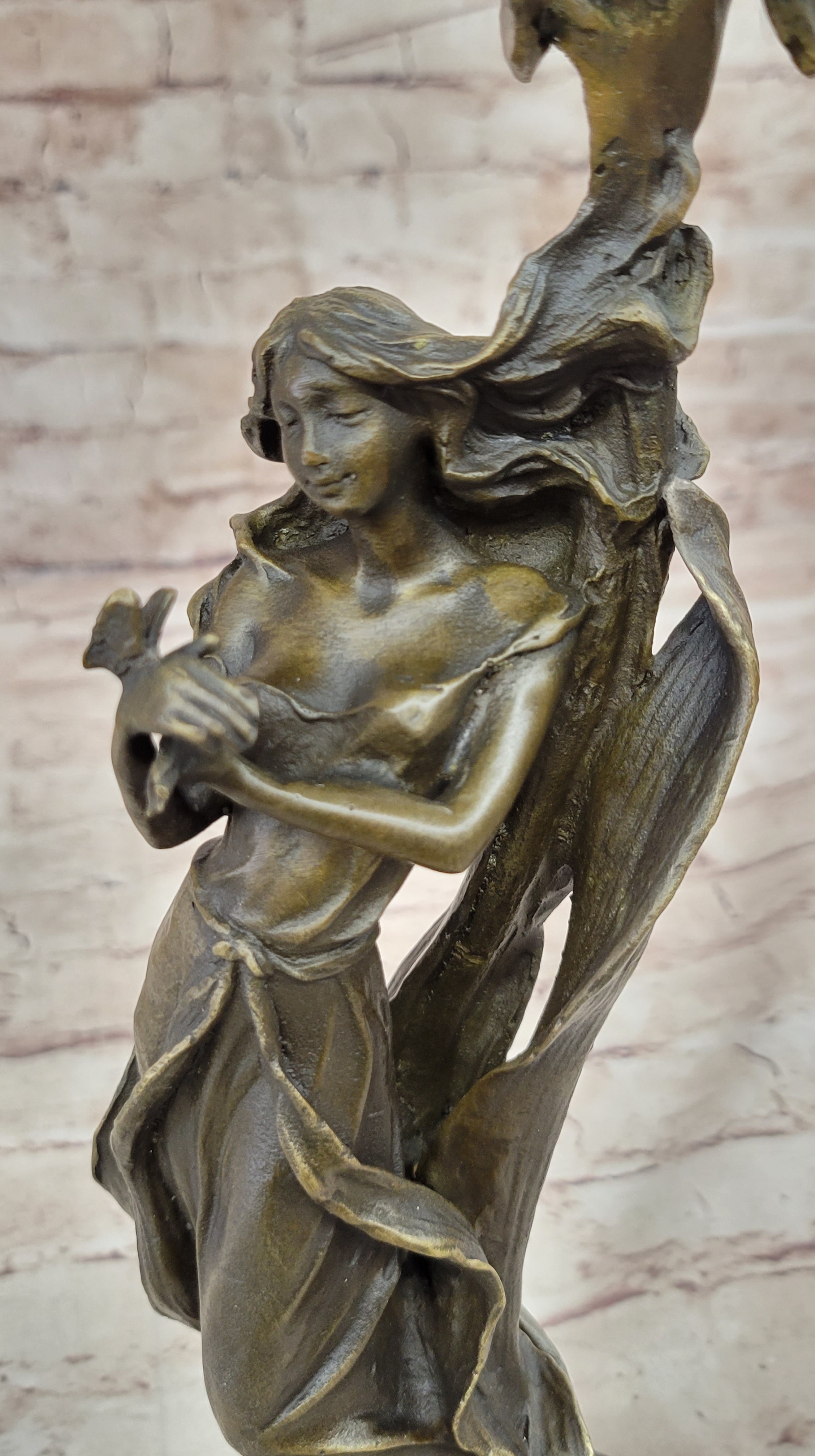Wood Nymph Bronze Candleholder Hot Cast Marble Base