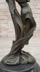 Wood Nymph Bronze Candleholder Hot Cast Marble Base