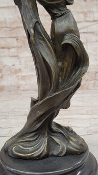 Wood Nymph Bronze Candleholder Hot Cast Marble Base