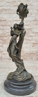 Wood Nymph Bronze Candleholder Hot Cast Marble Base