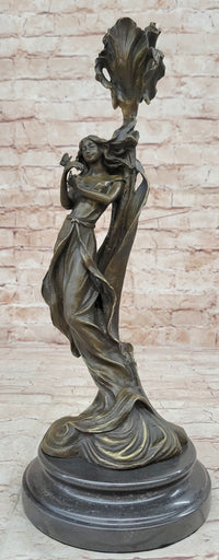 Wood Nymph Bronze Candleholder Hot Cast Marble Base