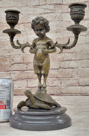 Baby Satyr Bronze Candelabra by Aldo Vitaleh