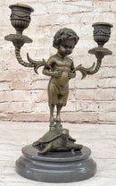 Baby Satyr Bronze Candelabra by Aldo Vitaleh