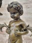 Baby Satyr Bronze Candelabra by Aldo Vitaleh