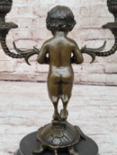 Baby Satyr Bronze Candelabra by Aldo Vitaleh