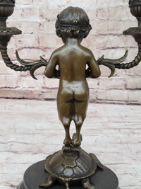 Baby Satyr Bronze Candelabra by Aldo Vitaleh