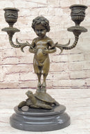 Baby Satyr Bronze Candelabra by Aldo Vitaleh