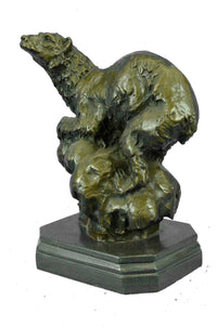 Polar Bear Bronze Sculpture Marble Lost Wax Method