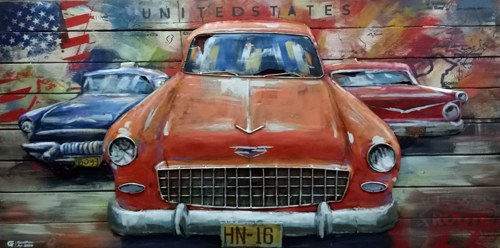 Rustic Metal Car Wall Mount Art 3-D Artwork