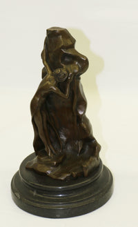Sexy Goddess Behind a Wall Bronze Sculpture Marble Base Figure