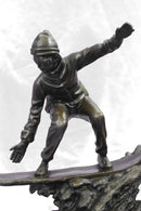 Real Bronze Marble Ski Snowboarder Winter Sport Sculpture