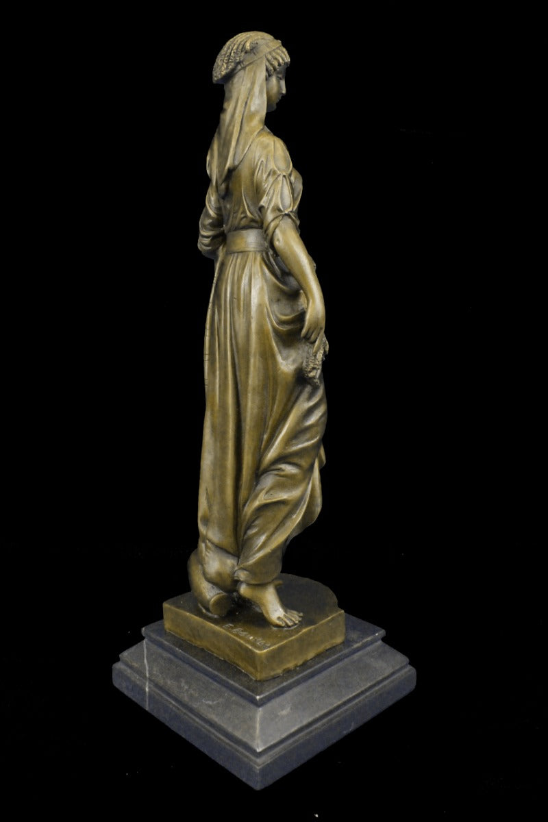 Greek Goddess Bronze Sculpture Marble Base Art Deco