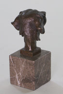 Labrador Retriever Head Bust Bronze Sculpture Marble Base Book End