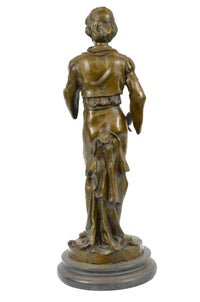 French Civil War Drummer Bronze Sculpture Marble Base