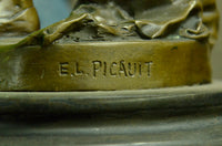 French Civil War Drummer Bronze Sculpture Marble Base