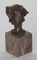 Labrador Retriever Head Bust Bronze Sculpture Marble Base Book End