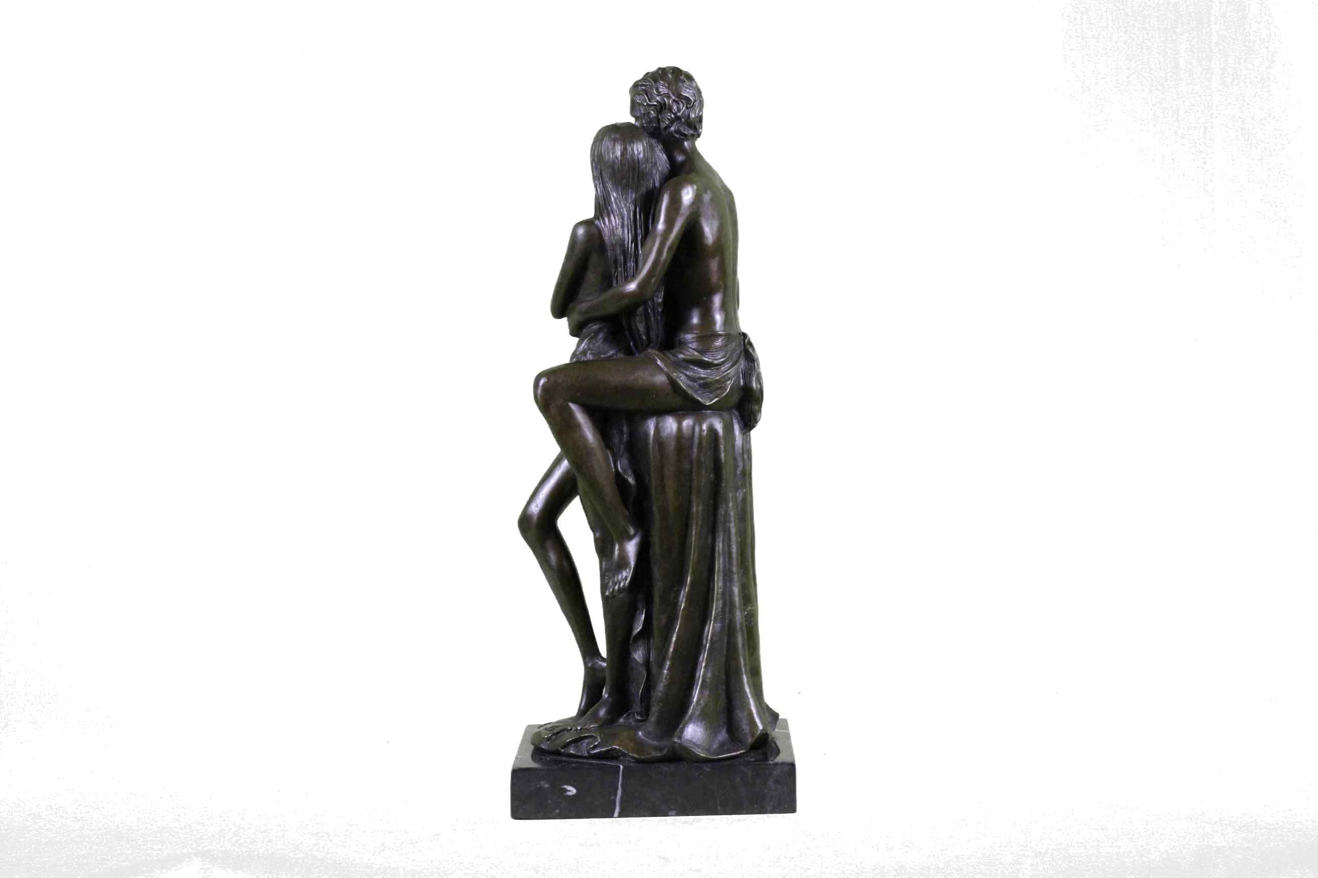 Superb HotCast Nude Couple Male Female Bonze Sculpture Marble Base Figure Statue