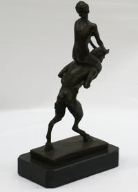 Bergman Piggy Rider Satyr and Nude Woman Bronze Sculpture Figure