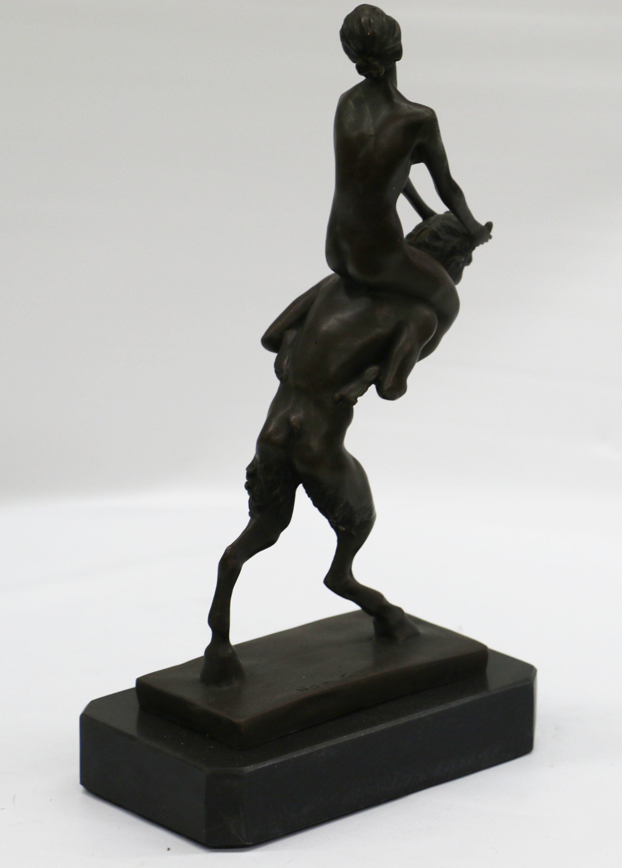 Bergman Piggy Rider Satyr and Nude Woman Bronze Sculpture Figure