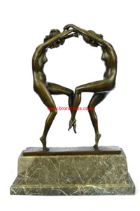 Art Deco Twine Dancer Hot Cast Bronze Sculpture Marble Base