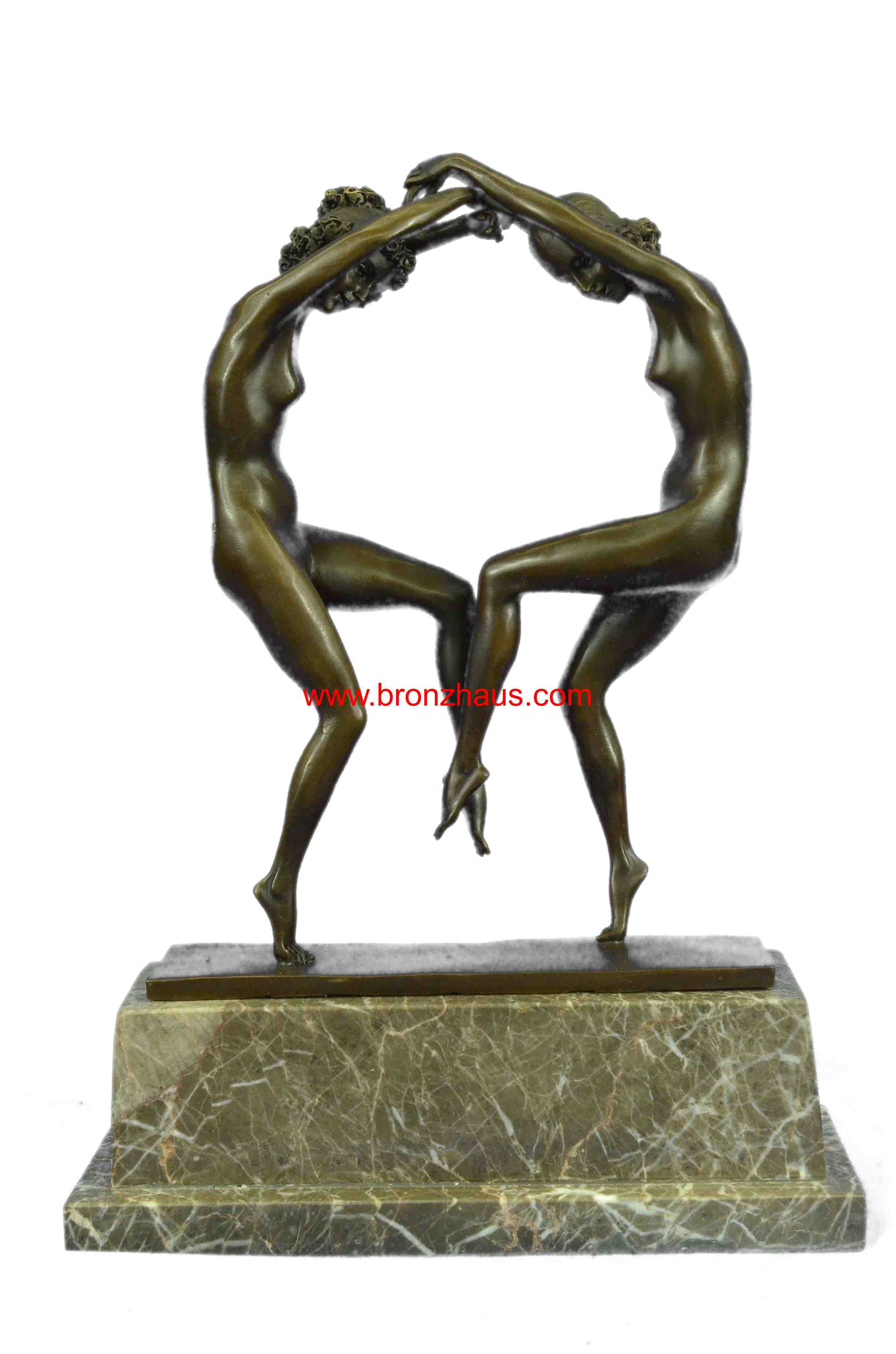 Art Deco Twine Dancer Hot Cast Bronze Sculpture Marble Base