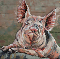 3D Pig Wall Art Metal Cutout Wood Canvas