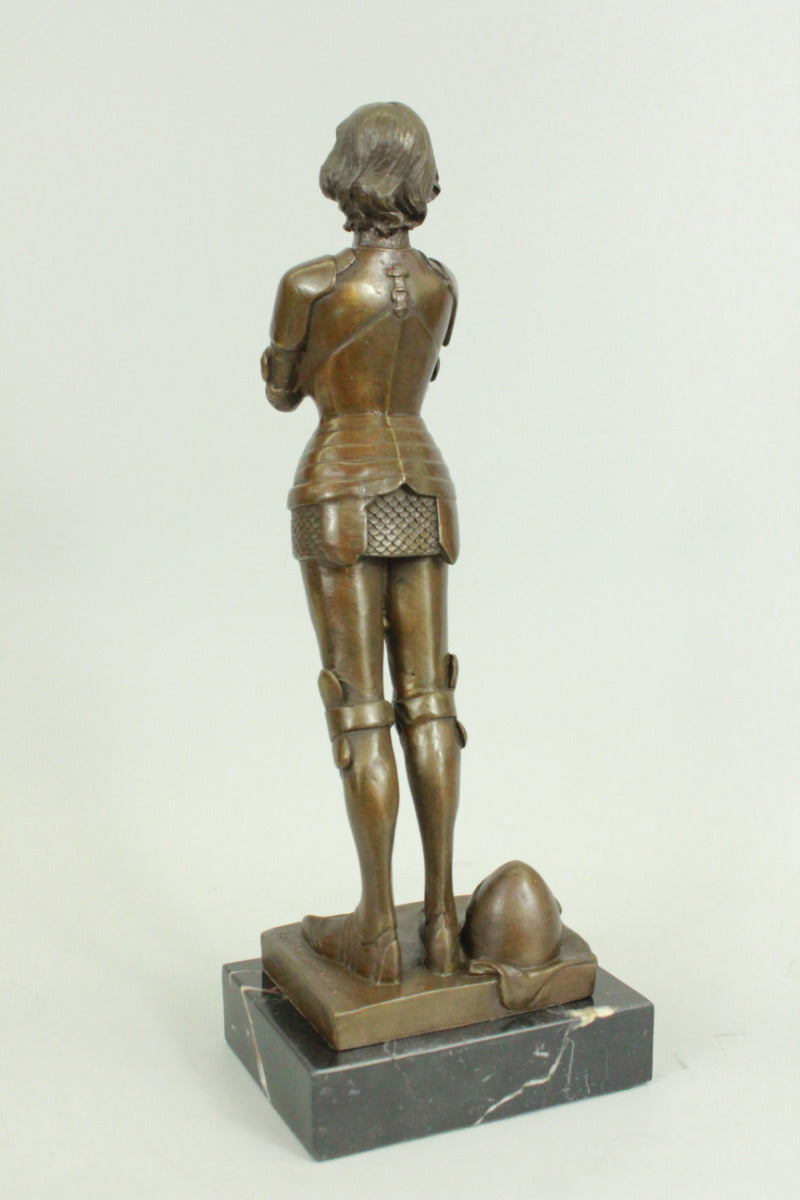Signed Leonard Joan of Arc Bronze Marble Sculpture